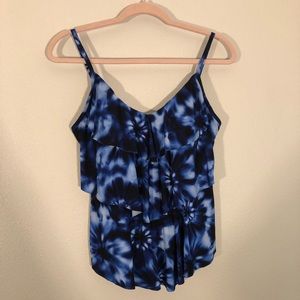 Aqua Green® UPF 50 Tiered Tankini Top in Black
